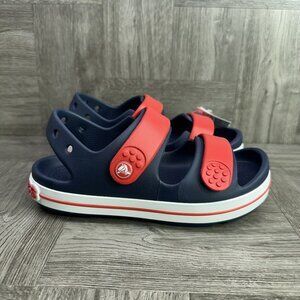CROCS Band Cruiser Kids size 2 Blue Red Double Strap Sandals